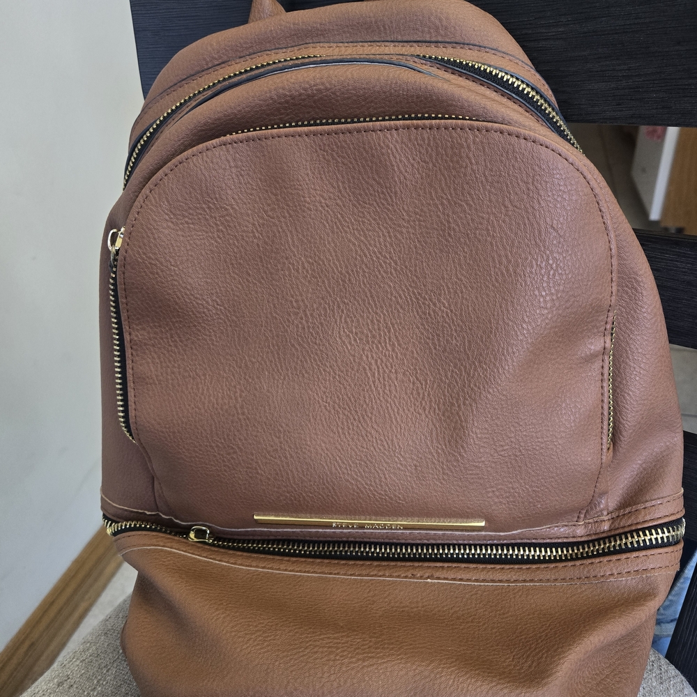Steve Madden Brown Leather Backpack - Sleek Everyday Carry